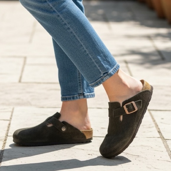Birkenstock Shoes - Birkenstock Black Suede Clogs